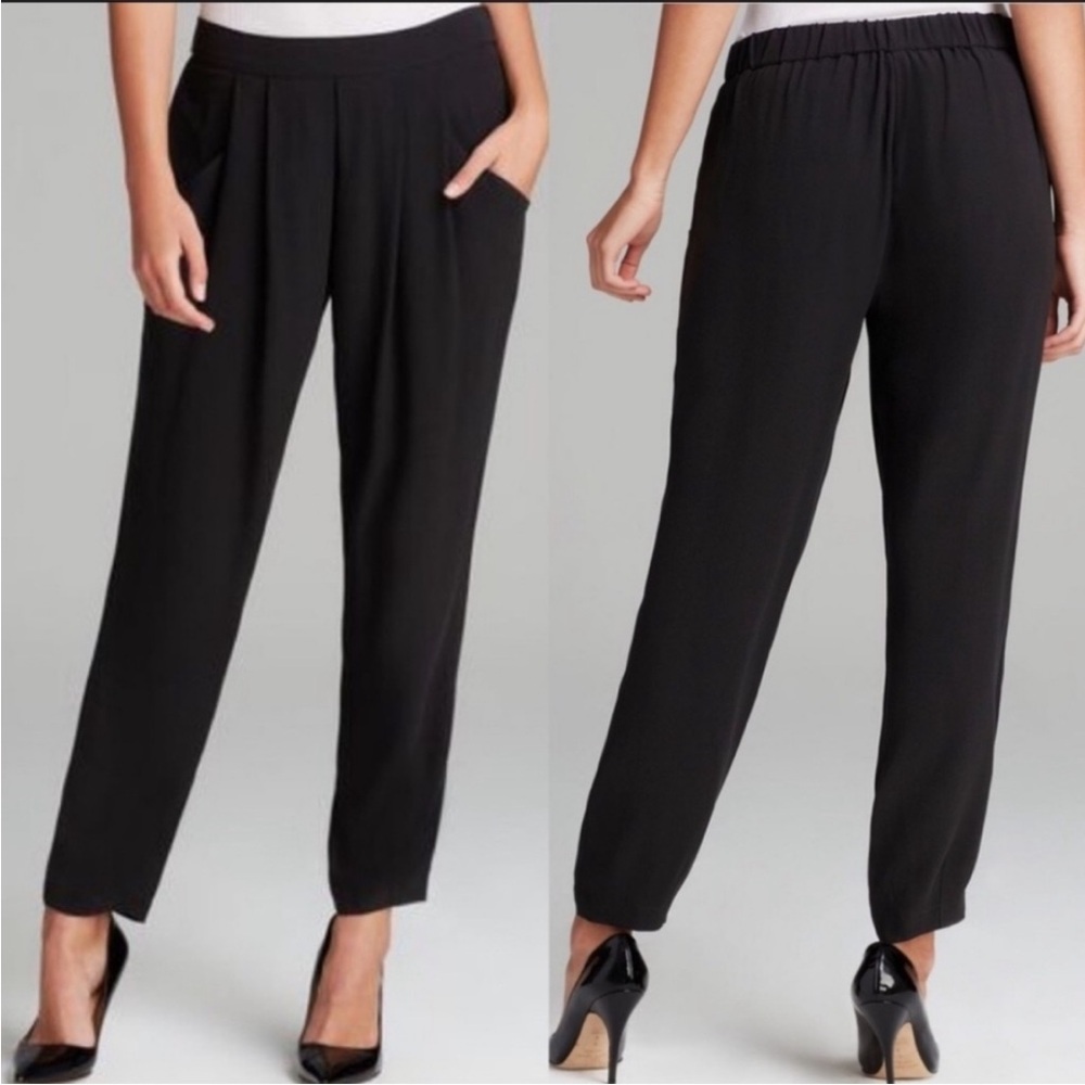 Eileen Fisher Black Silk Elastic Waist Pants size Large